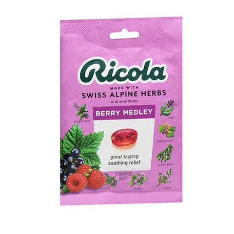 Ricola, Oral Anesthetic Wrapped Drops Berry Medley, 19 Count Ricola