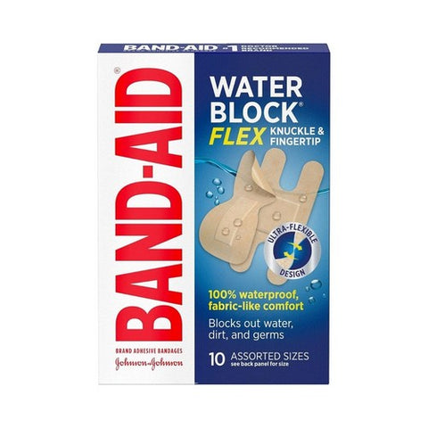 Band-Aid, Water Block Flex Knuckle & Fingertip Adhesive Bandages Assorted, 10 Count Band-Aid