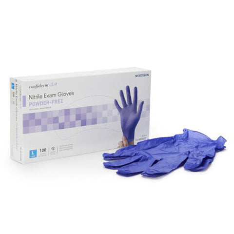 McKesson, Confiderm 3.0 Nitrile Exam Glove Large Blue, Box Of 100 McKesson