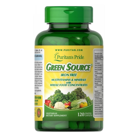 Green Source Iron Free Multivitamin & Minerals 120 Caplets by Puritan's Pride