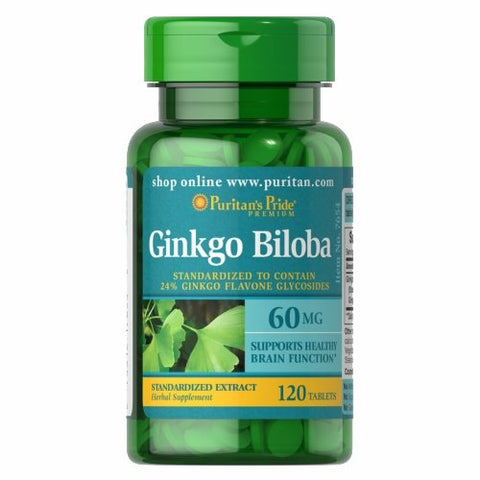 Puritan's Pride, Ginkgo Biloba Standardized Extract, 60 mg, 120 Tablets Puritan's Pride