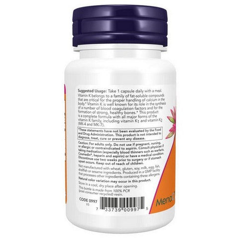 Now Foods, MK-7 Plus With K1 And MK-4, 90 Veg Capsules Now Foods