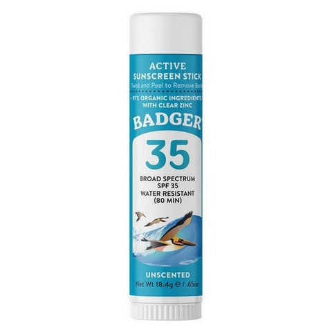 Badger Balm, Active Mineral Sunscreen Stick SPF 35, .65 Oz