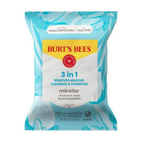 Burts Bees, Facial Care Micellar with Coconut And Lotus, 30 Count
