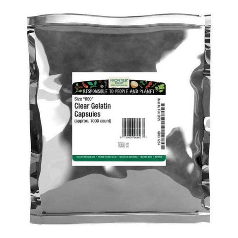 Frontier Coop, Clear Gelatin 000 Capsules, 1000 Count