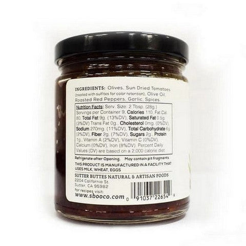 Sutter Buttes, Sun Dried Tomato And Olive Tapenade, 9 Oz Sutter Buttes