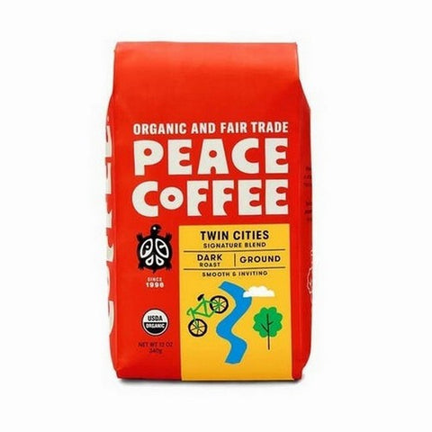 Peace Coffee, Organic Fair Trade Twin Cities Blend Dark Roast Ground Coffee, 12 Oz Peace Coffee