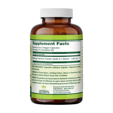 Amazing Nutrition, Herbal Secrets Moringa 4:1 Extract, 1000 Mg, 120 Veg Caps Amazing Nutrition