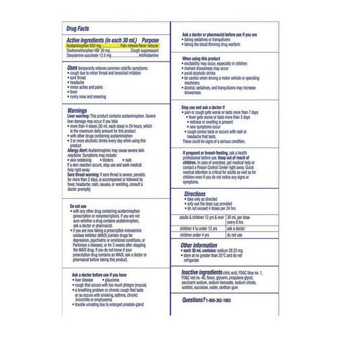 Vicks, NyQuil High Blood Pressure Cold And Flu, 8 Oz Vicks