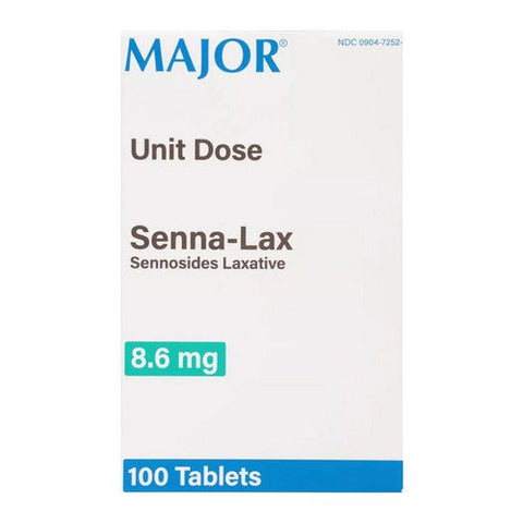 Major Pharmaceuticals, Senna-Lax Natural Vegetable Laxative, 8.6 Mg, 100 Tablets Major Pharmaceuticals