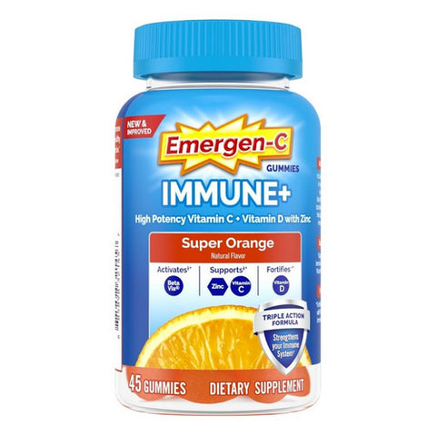 Emergen-C, Immune Plus Gummies Super Orange, 45 Count Emergen-C