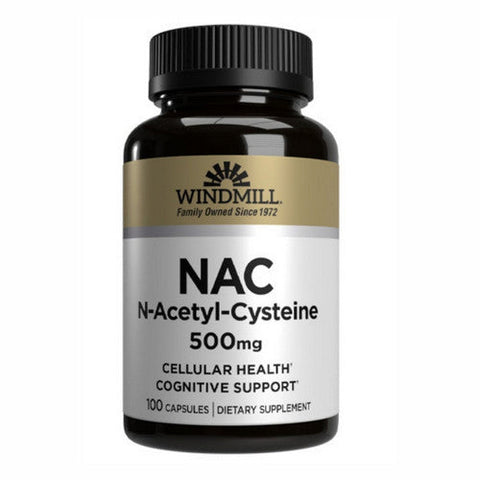 Windmill, NAC (N Acetyl Cysteine), 500 Mg, 100 Capsules Windmill