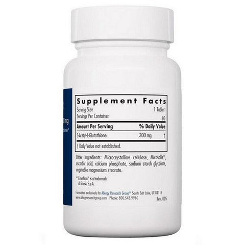Nutricology/ Allergy Research Group, Acetyl-Glutathione, 300 Mg, 60 Tabs Nutricology/ Allergy Research Group