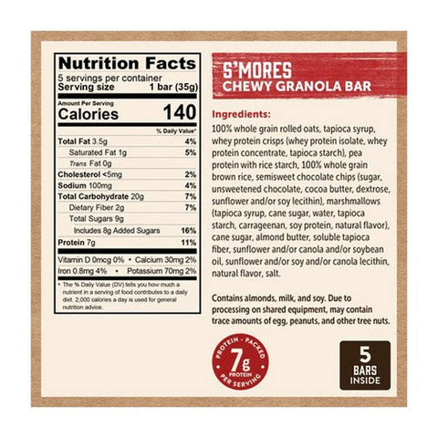 Kodiak Cakes, Chewy Granola Bars S'Mores, 6.17 Oz (Case Of 12) Kodiak Cakes