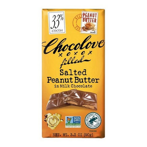 Chocolove, Salted Peanut Butter In Milk Chocolate Bar, 3.2 Oz(Case Of 10) Chocolove