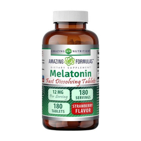 Amazing Nutrition, Amazing Formulas Melatonin Strawberry, 12 Mg, 12 Mg Amazing Nutrition