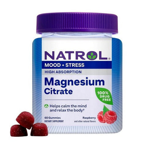 Natrol, Mood And Stress Magnesium Citrate High Absorption Raspberry, 60 Count Natrol