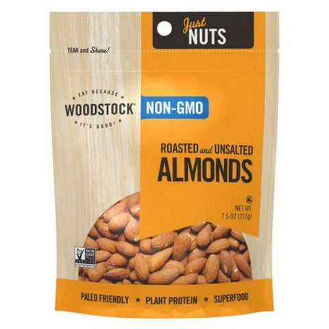 Woodstock, Almonds Roasted And Unsalted, 7.5 Oz (Case Of 8) Woodstock