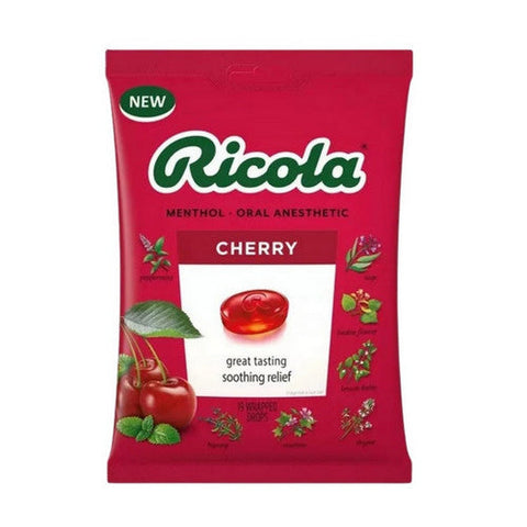 Ricola, Menthol Oral Anesthetic Drops Cherry, 19 Count