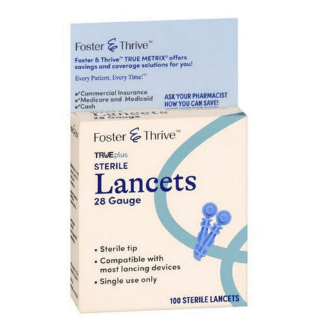 Foster And Thrive, Trueplus Sterile Lancets 28 Gauge, 100 Count