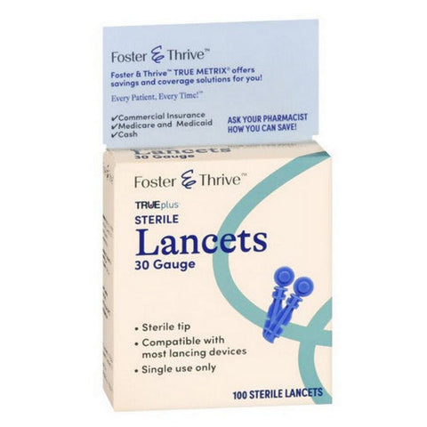 Foster And Thrive, Trueplus Sterile Lancets 30 Gauge, 100 Count