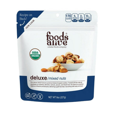 Foods Alive, Organic Deluxe Mixed Nuts, 8 Oz Foods Alive