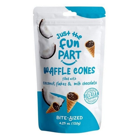 Just The Fun Part, Coconut Flakes And Milk Chocolate Waffle Cones, 4.23 Oz (Case Of 6) Just The Fun Part