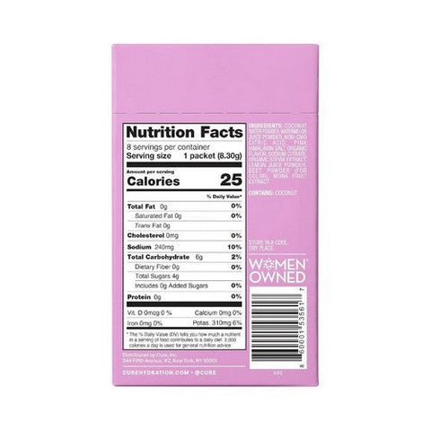 Cure Hydration, Electrolyte Drink Mix Watermelon, 0.29 Oz X 8 Count