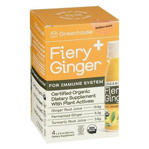 GreenHouse, Organic Greens Fiery Ginger Immune Supplement, 2 Oz (Case Of 12) GreenHouse