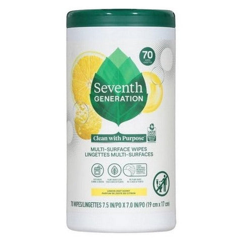 Seventh Generation, Multi Surface Wipes Lemon Zest, 70 Count (Case Of 6) Seventh Generation