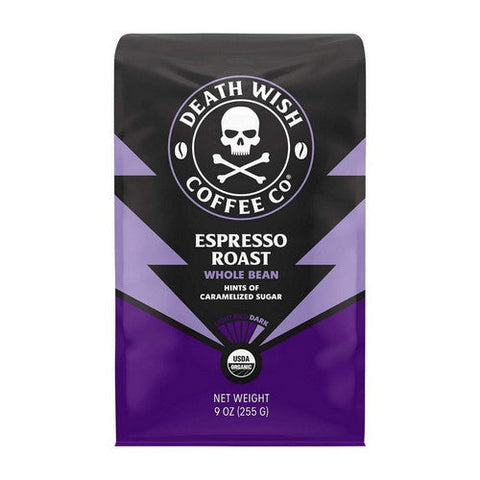Death Wish Coffee, Organic Whole Bean Coffee Espresso Roast, 9 Oz (Case Of 6) Death Wish Coffee