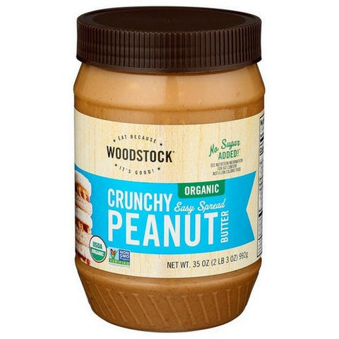 Woodstock, Organic Crunchy Easy Spread Peanut Butter, 35 Oz (Case Of 12) Woodstock