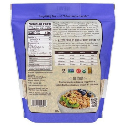 Bobs Red Mill, Protein Oats Gluten Free And Organic, 32 Oz (Case Of 4) Bobs Red Mill