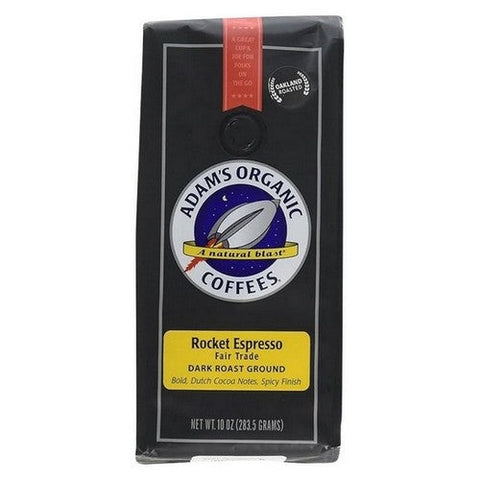 Adam's Organic Coffees, Organic Rocket Espresso Coffee, 10 Oz (Case Of 6) Adam's Organic Coffees