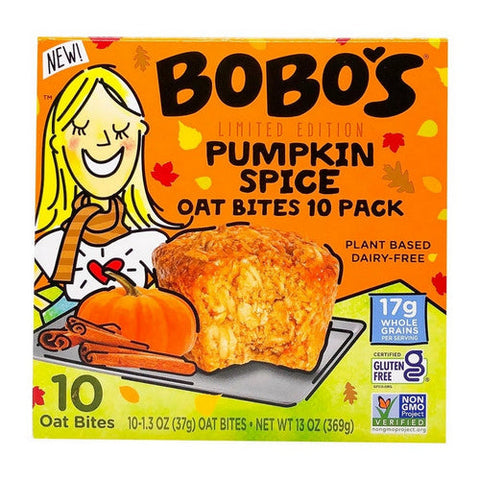 Bobos, Pumpkin Spice Oat Bites, 1.3 Oz X 10 Count (Case Of 4) Bobos