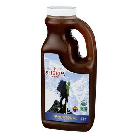 Sherpa Chai, Traditional Chai Concentrate Medium Bottle Mocha Almond, 32 Oz (Case Of 6) Sherpa Chai