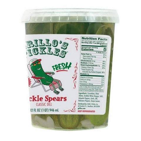 Grillo's Pickles, Pickle Spears Hot Italian Dill Spears, 32 Oz (Case Of 6) Grillo's Pickles