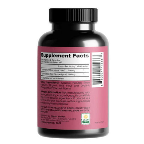 Atlantic Naturals, Organic Sea Moss with Beet Root, 120 Capsules Atlantic Naturals