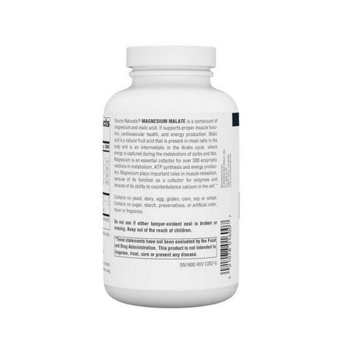 Source Naturals, Magnesium Malate, 625 Mg, 200 Caps Source Naturals