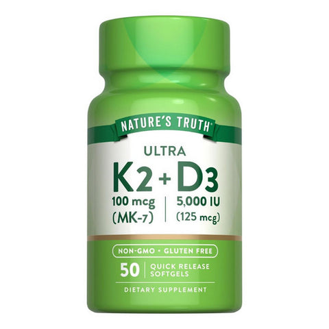 Vitamin K-2 Plus Vitamin D3 50 Count by Nature's Truth