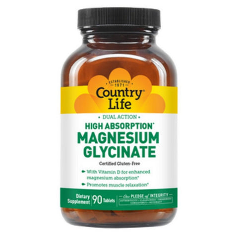 Country Life, Dual Action Magnesium Glycinate, 90 Tablets Country Life