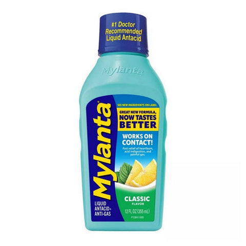 Heartburn And Gas Relief Liquid Antacid Classic Flavor 12 Oz by Mylanta