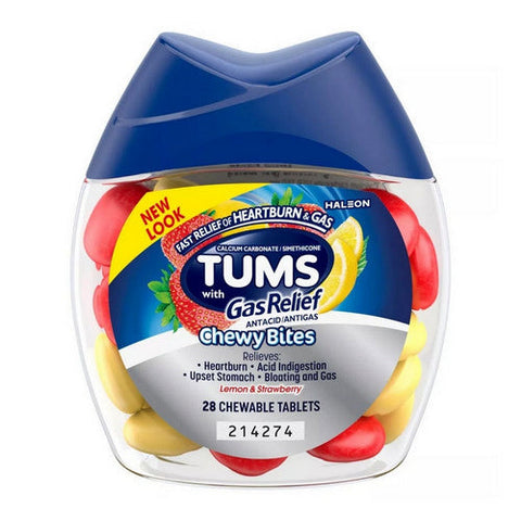 Tums, Chewy Bites Plus Gas Relief Chewable, 28 Count Tums