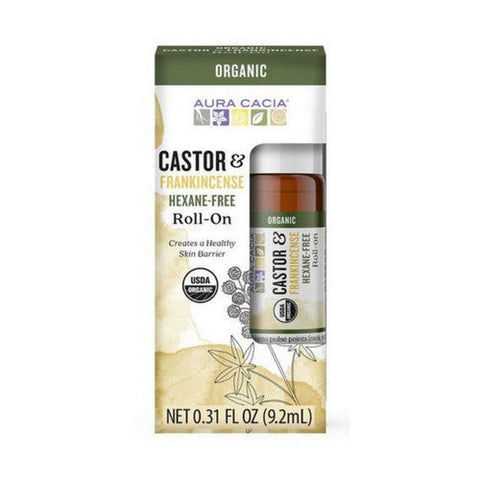 Aura Cacia, Castor Oil And Frankincense Roll-On, 0.31 Oz