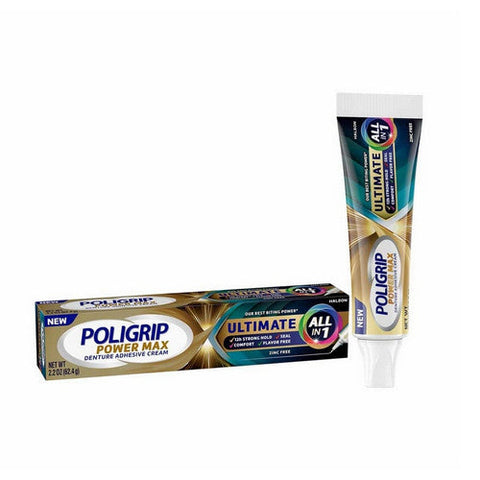Poligrip, Power Max Ultimate All-In-1 Denture Adhesive Cream, 2.2 Oz Poligrip