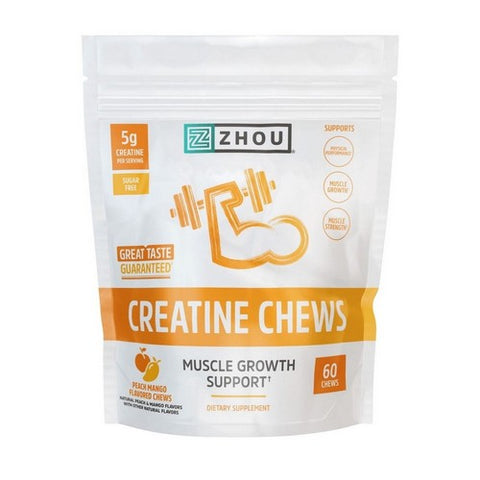 Zhou Nutrition, Creatine Chews Gummy Peach Mango, 60 Count Zhou Nutrition