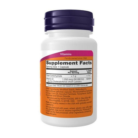 Now Foods, Max Potency Vitamin D3, 50,000 IU, 15 Veg Caps Now Foods