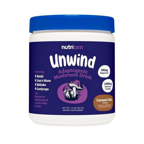 Nutricost, Nutrizen PM Unwind Adaptogenic Mushroom Drink Caramel Chai, 7.4 Oz / 30 Servings Nutricost