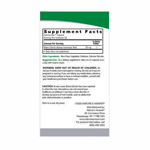 Nature's Answer, Black Cohosh Full Spectrum Herb, 50 Mg, 90 Veg Caps Nature's Answer