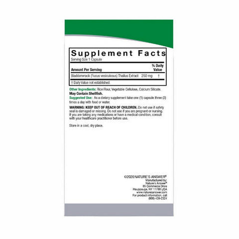 Nature's Answer, Bladderwrack, 250 Mg, 90 Veg Caps Nature's Answer